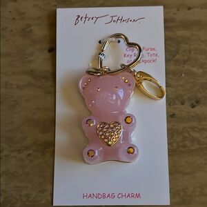 Betsey Johnson Pink Bear Handbag Charm
